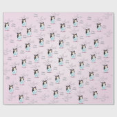 こけし人形さくらんぼ花 |ガールズ誕生日 ラッピングペーパー (フラット)