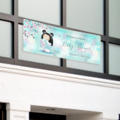 こけし人形さくらんぼ花 |赤ちゃんシャワー 横断幕 (ビルの外側)