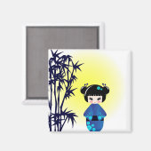 こけし人形と竹 マグネット (正面/裏面)