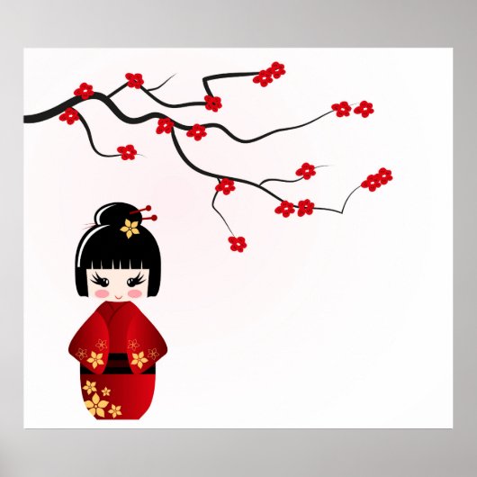 こけし人形の下桜のポスター ポスター (正面)