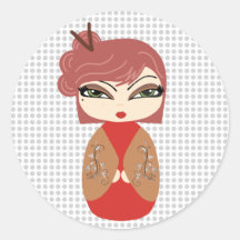 こけし人形ステッカー