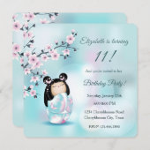 こけし人形ターコイズガールズ誕生日 招待状 (正面/裏面)