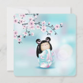 こけし人形ターコイズガールズ誕生日 招待状 (裏面)