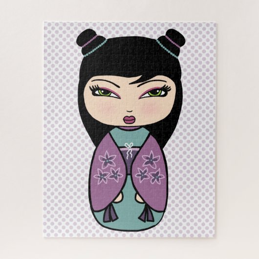 こけし人形パープルパズル ジグソーパズル (縦)