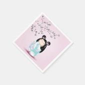こけし人形ピンクターコイズガールズ誕生日 スタンダードカクテルナプキン (角)