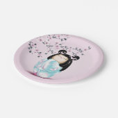 こけし人形ピンクターコイズガールズ誕生日 ペーパープレート (アングル)