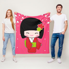 こけし人形フリーススローブランケット フリースブランケット