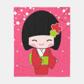 こけし人形フリーススローブランケット フリースブランケット (正面)