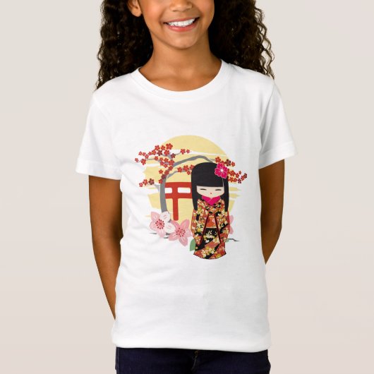 こけし人形フローラ着物 Tシャツ (正面)