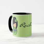 こけし人形ブラックマグカップ マグカップ (正面左)