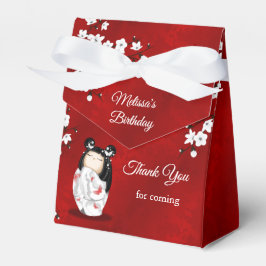 こけし人形ホワイトレッド誕生日ありがとう フェイバーボックス