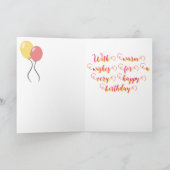 こけし人形レッドハッピーバースデーカード サンキューカード (内部)