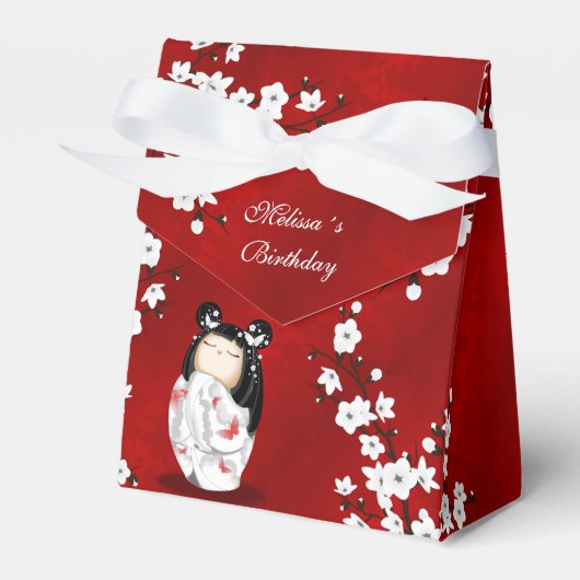 こけし人形レッド白黒さくらんぼ花見本市 フェイバーボックス (正面サイド)