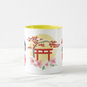 こけし人形桃色の着物 マグカップ (中央)