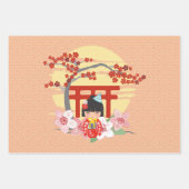 こけし人形誕生日 ラッピングペーパーシート (正面2)