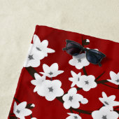 こけし人形赤と白のさくらんぼ  ビーチタオル (インサイチュ)