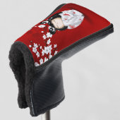 こけし人形赤白黒さくらんぼ花 ゴルフヘッドカバー (3/4 正面)