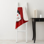 こけし人形赤白黒さくらんぼ花 シェルパブランケット (インサイチュ)