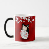 こけし人形赤白黒さくらんぼ花 モーフィングマグカップ (左)