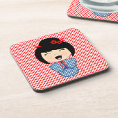 こけし人形1コースター（コルクバック付） - 6セット コースター (左側)