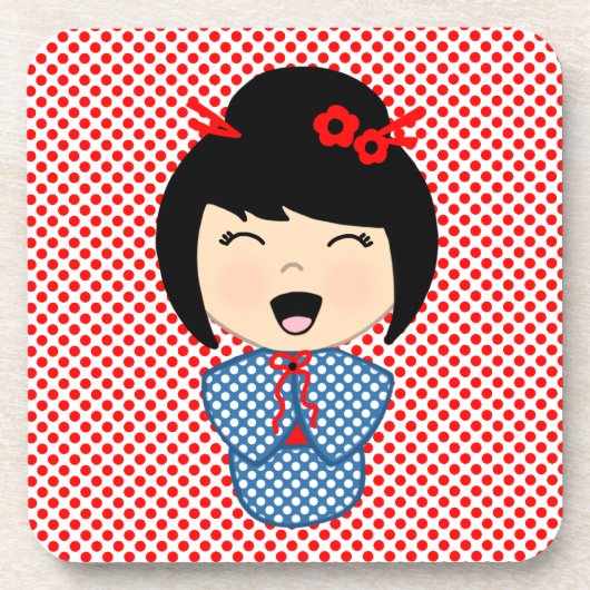 こけし人形1コースター（コルクバック付） - 6セット コースター (正面)