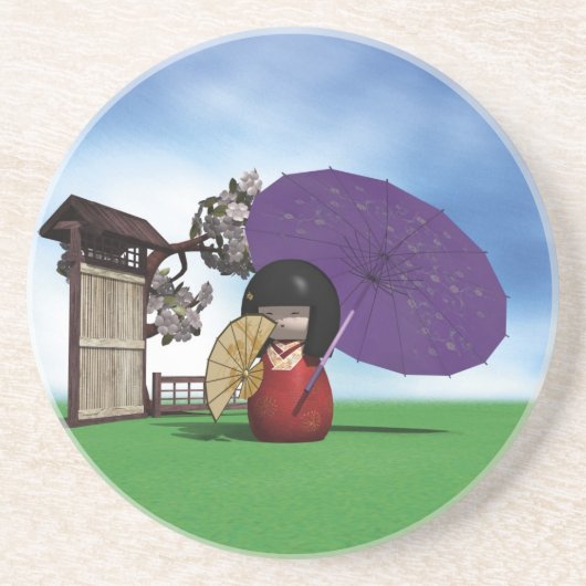 こけし人形 コースター (正面)