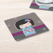 こけし人形 スクエアペーパーコースター (アングル)