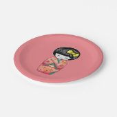 こけし人形 – 着物芸者の女の子  ペーパープレート (アングル)