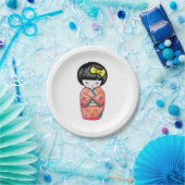 こけし人形 – 着物芸者ガール ペーパープレート (パーティー)