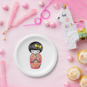 こけし人形 – 着物芸者ガール ペーパープレート (パーティー)