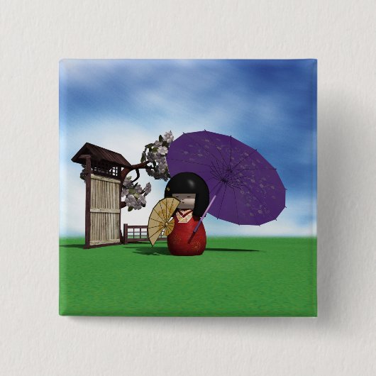 こけし人形 缶バッジ (正面)