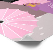 こけし日本のの人形ブラック ポスター (角)