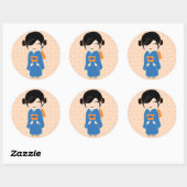 こけし日本の人形ステッカー ラウンドシール (シート)