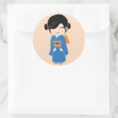 こけし日本の人形ステッカー ラウンドシール (バッグ)