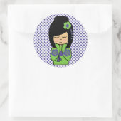 こけし日本の人形ステッカー ラウンドシール (バッグ)