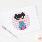 こけし日本の人形ステッカー ラウンドシール (封筒)