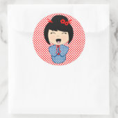 こけし日本の人形ステッカー ラウンドシール (バッグ)