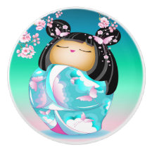 こけし日本の人形セラミックノブ