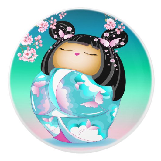 こけし日本の人形セラミックノブ セラミックノブ