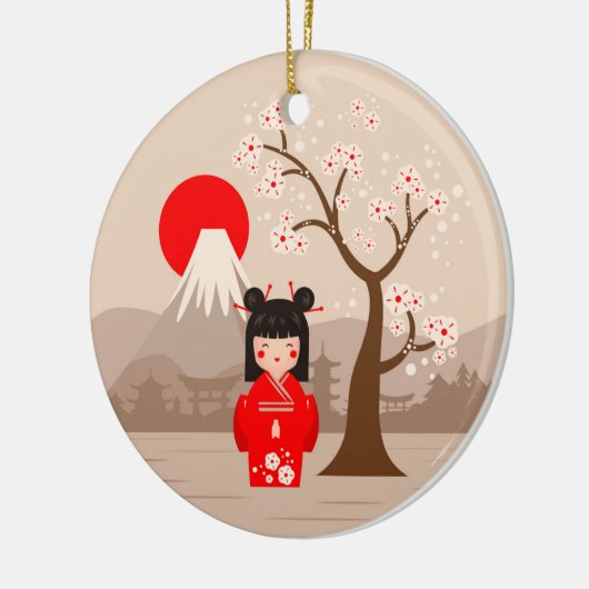 こけし日本の人形 セラミックオーナメント (左)