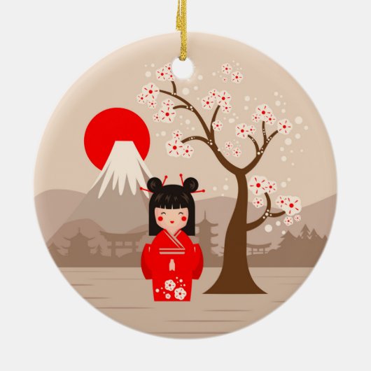 こけし日本の人形 セラミックオーナメント (裏面)