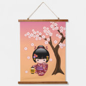 こけし日本の人形 – 芸者ガールズセット3 吊り下げ型タペストリー (正面)