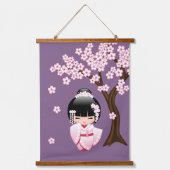 こけし日本の人形 – 芸者ガールズセット3 吊り下げ型タペストリー (正面2)