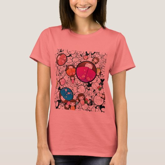 こけし日本の人形 Tシャツ (正面)