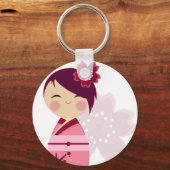 こけし桜クローズアップキーチェーン キーホルダー (正面)