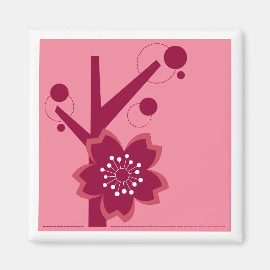 こけし桜着物デザイン マグネット (正面)