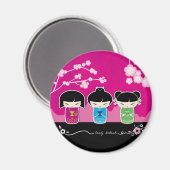 こけし磁石3個 マグネット (正面/裏面)