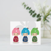 こけし3連葉書 ポストカード (スタンド正面)