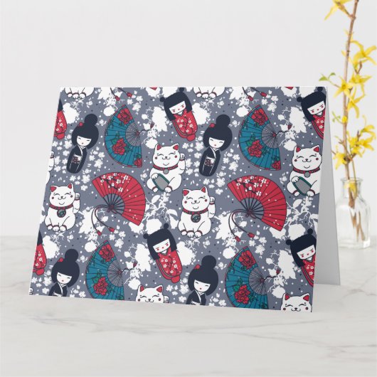 こけし カード (黄色い花)