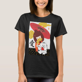 こけしLOVE Chow犬ふろしきバレンタイン Tシャツ